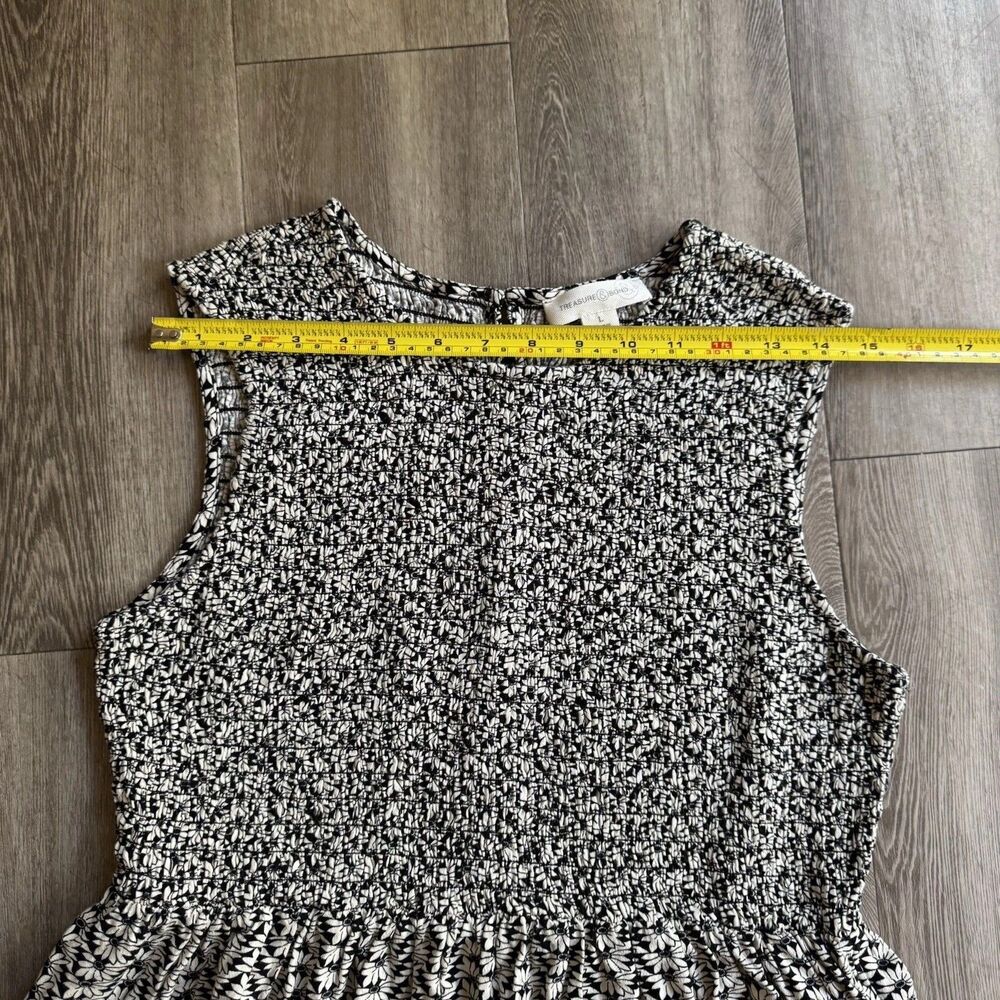 Treasure & Bond Boho Smocked Stretch Sz L Midi Dress Coastal Cottagecore Modest - Picture 14 of 16
